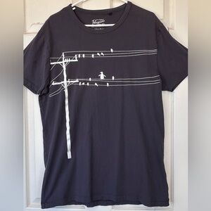 Penguin Brand Men’s‎ Birds on a Wire Tee Shirt Charcoal Size XXL